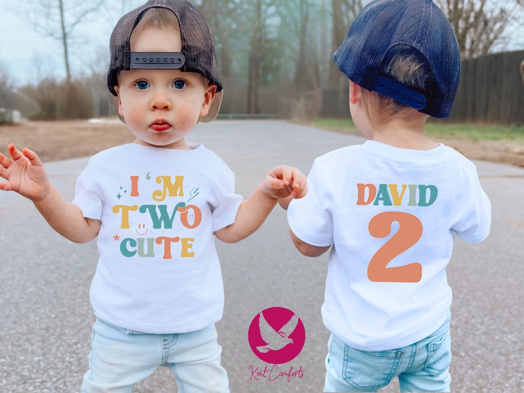 Custom I'm Two Cute 2nd Birthday Shirt, 2nd Birthday Gift for Kids ...