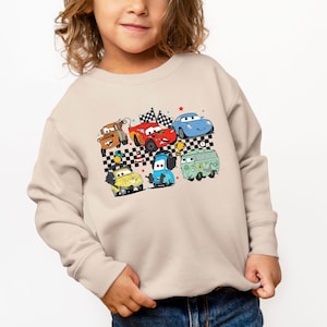 Checkered Disney Cars Toddlers Shirt, Lightning McQueen Gifts For Kids, McQueen and Friends T-Shirt, Tow Mater Tee, Cars Movie Baby Outfit