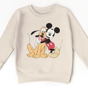 Vintage Disney Mickey Pluto Toddler Sweatshirt, Unique Mickey Gift For Kids, Retro Mickey Mouse Kid Sweatshirt, Classic Mickey Mouse Sweater