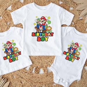Custom Mario Friends Birthday Boy Shirt, Unique Birthday Gift For Boys, Personalized Mario Birthday Boy Toddler Tee, Super Mario Baby Tee, Personalized Super Mario Sweatshirt, Custom Mario Birthday Toddler T-Shirt, Mario Birthday Party Tee