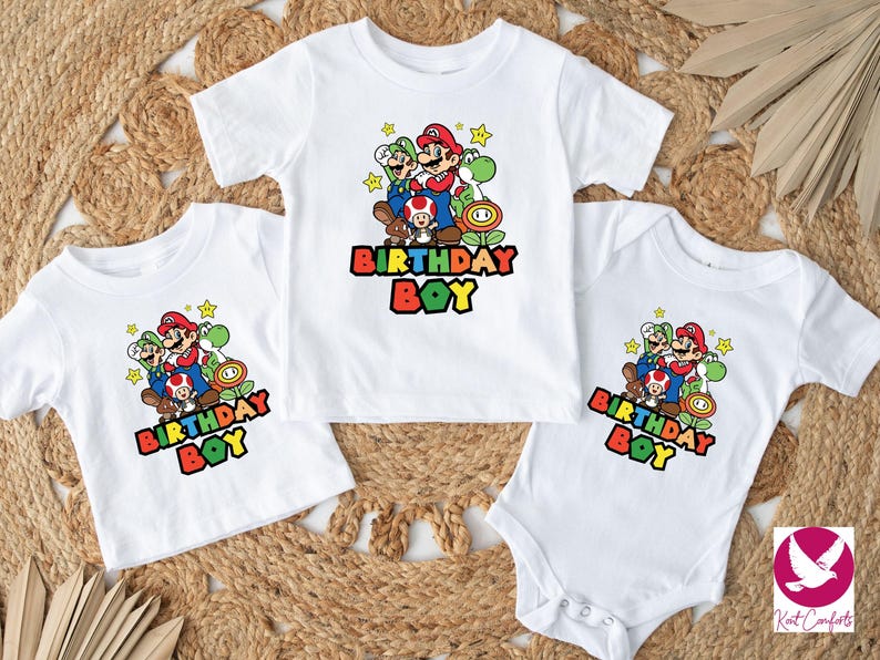 Custom Mario Friends Birthday Boy Shirt, Unique Birthday Gift For Boys, Personalized Mario Birthday Boy Toddler Tee, Super Mario Baby Tee, Personalized Super Mario Sweatshirt, Custom Mario Birthday Toddler T-Shirt, Mario Birthday Party Tee
