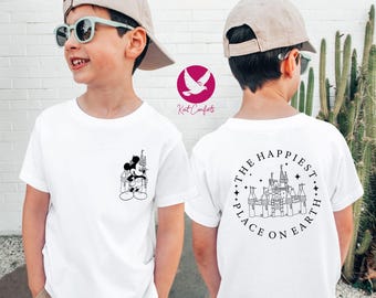 Mickey The Happiest Place On Earth Kids Shirt, Kids Disney Trip Gift, Mickey Magical Castle Toddler Tee, Disney Trip T-Shirt, Mickey Onesie®