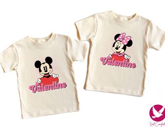 Mickey and Minnie Kids Valentine's Day Shirt, Kids Valentine Gift, Mickey Minnie Matching Valentine Tee, Disney Toddlers Valentine T-shirt