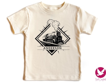 Custom Train Toddler Shirt, Train Lover Kids Gift, Personalized Kids Locomotive Tee, Customized Boys Train T-Shirt, Custom Train Bodysuit