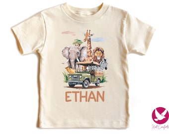 Personalized Safari Animals Kids Shirt: Birthday Gift