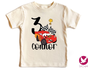 Custom Lightning McQueen Birthday Kids Shirt, Cars Movie Birthday Gifts, McQueen Birthday Party T-Shirt, Personalized Birthday Boy Tee