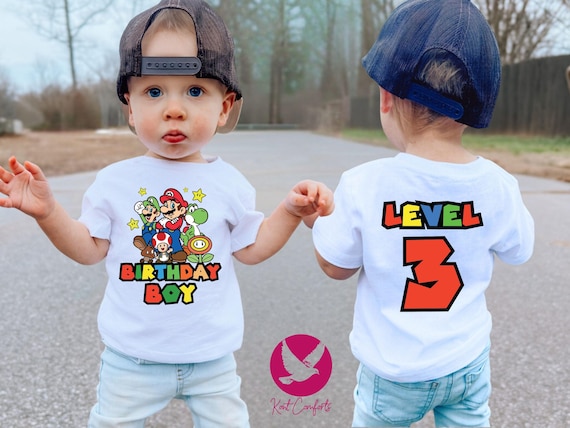 Custom Mario Friends Birthday Boy Shirt, Unique Birthday Gift For Boys, Personalized Mario Birthday Boy Toddler Tee, Super Mario Baby Tee