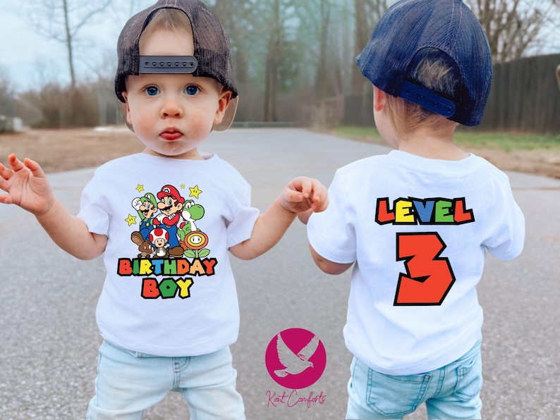 Custom Mario Friends Birthday Boy Shirt, Unique Birthday Gift For Boys, Personalized Mario Birthday Boy Toddler Tee, Super Mario Baby Tee, Personalized Super Mario Sweatshirt, Custom Mario Birthday Toddler T-Shirt, Mario Birthday Party Tee