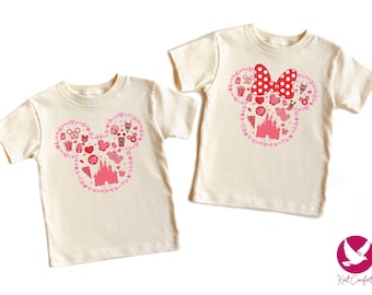Disney Snacks Valentine's Day Shirt For Kids, Kids Valentine Gifts, Mickey Minnie Valentines Day Tee, Disney Castle Valentine T-shirt