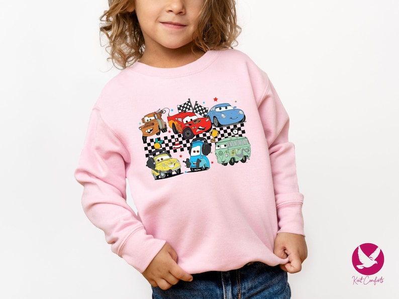Checkered Disney Cars Toddlers Shirt, Lightning McQueen Gifts For Kids, McQueen and Friends T-Shirt, Tow Mater Tee, Cars Movie Baby Outfit