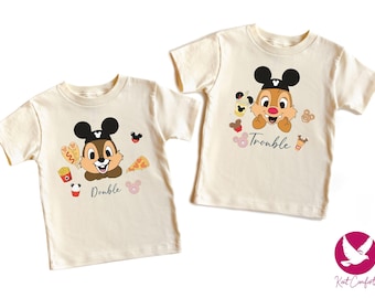 Chip And Dale Snacks Kids Shirt, Chip N Dale Toddlers Gift, Disney Couple Shirts, Double Trouble Toddler T-Shirt, Double Trouble Baby Tee
