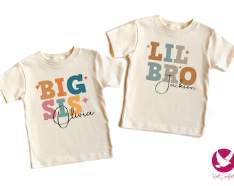 Custom Big Sis Lil Bro Kids Shirt, Cute Siblings Gift, Personalized Siblings Matching Tee, Big Sis Lil Bro Toddler T-shirt, Siblings Onesie®