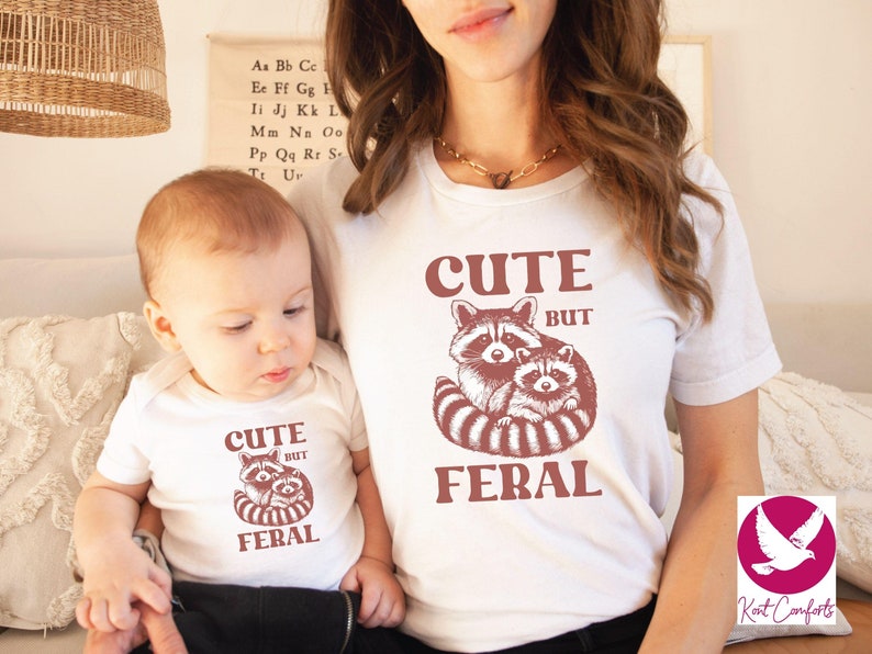 Cute But Feral Raccoon Toddler Shirt, Raccoon Lover Gift, Retro Feral Kid Tshirts, Trendy Raccoon Kids Tee, Cute Raccoon Lover Bodysuits, Boho Natural Kids Toddler Youth Tee, Sarcastic Snark Racoon Shirt, Funny Quote Women's Tee, Christmas Raccoon