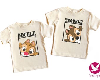 Chip and Dale Toddler Shirt, Chip N Dale Kids Gift, Disneyland Couple Shirts, Chip and Dale T-Shirt, Disney Double Trouble Baby Onesie®