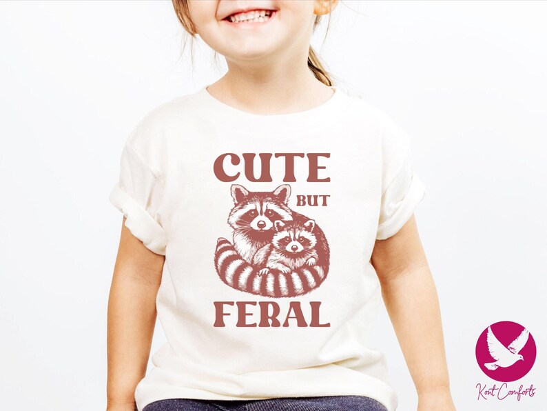 Cute But Feral Raccoon Toddler Shirt, Raccoon Lover Gift, Retro Feral Kid Tshirts, Trendy Raccoon Kids Tee, Cute Raccoon Lover Bodysuits, Boho Natural Kids Toddler Youth Tee, Sarcastic Snark Racoon Shirt, Funny Quote Women's Tee, Christmas Raccoon