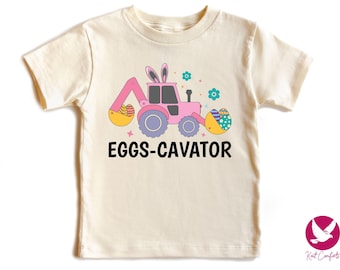 Eggs-Cavator Boys Easter Day Shirt, Boys Easter Gift, Excavator Easter Day Toddler T-shirt, Happy Easter Day Baby Tee, Easter Kids Crewneck