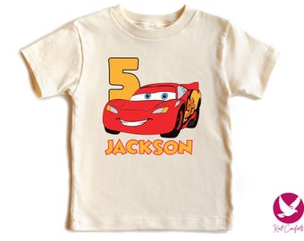 Custom Lightning McQueen Kids Birthday Shirt, Birthday Gift For Boys, Personalized Birthday Boy T-Shirt, Race Car Birthday Party Tee