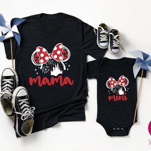 Disney Mama Mini Shirt, Mothers Day Gift, Mommy and Me Outfit, Minnie Mouse Mother Daughter Tee, Girly Disney Trip T-Shirt, Baby Girl Shirt