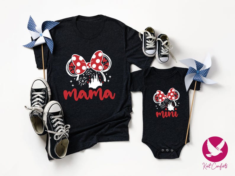 Disney Mama Mini Shirt, Mothers Day Gift, Mommy and Me Outfit, Minnie Mouse Mother Daughter Tee, Girly Disney Trip T-Shirt, Baby Girl Shirt