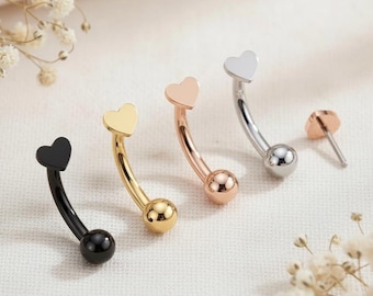 ASTM F136 Titanium Threadless Dainty Heart Top Curved Barbell