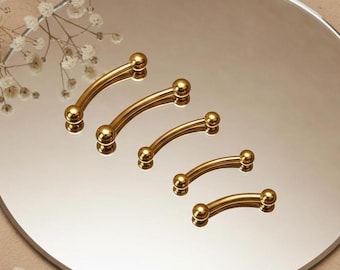 14K Solid Gold Curved Barbell, 16g Curved Barbell Body Jewelry