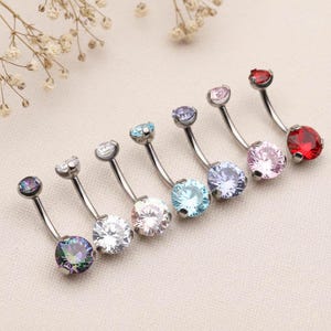 ASTM F136 Titanium Internally Threaded Prong Set Belly Button Ring
