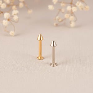 14K Gold Spiked Cone Flat Back Stud Labret