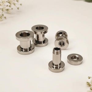 A Pair of ASTM F136 Titanium Screw Fit Tunnel Eyelet Plugs