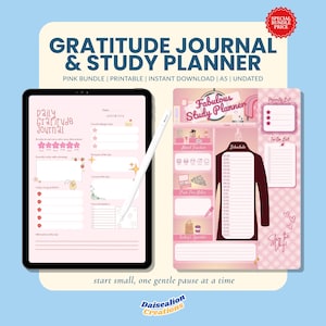 Soft Pink Productivity Bundle | Mindful Reflection & Study for Adults | Spring Gratitude Journal + Fabulous Study Planner | Printable PDF