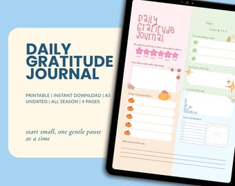 Daily Gratitude Journal Bundle | Simple, Mindful & Cozy Journals for Adults | All Season Journal | Printable Digital Journal