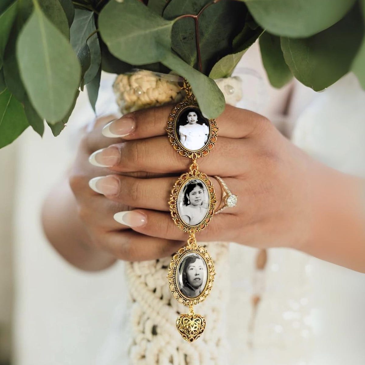 Personalized Photo Bouquet Charm | Bridal Keepsake Brooch | Memorial Gift