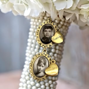 Memorial Photo Charm | Personalized Wedding Keepsake for Loss of Loved One | Bouquet or Lapel Pin | Gift for Bride
