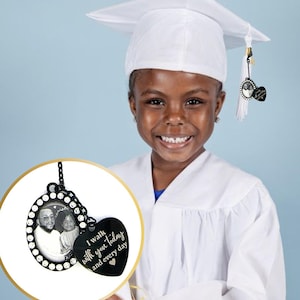 Personalized Graduation Tassel Photo Charm | Memorial Gift | Custom Rhinestone Keepsake