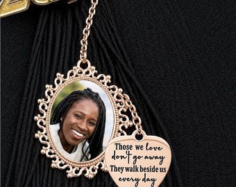 Personalized Graduation Memorial Photo Charm | Custom Cap Tassel Keepsake with Loving Memory Saying