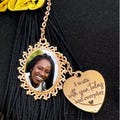 Personalized Graduation Memorial Photo Charm | Custom Cap Tassel Keepsake with Loving Memory Saying