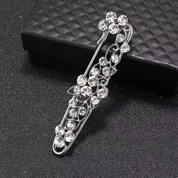 Rhinestone  Brooch | Wedding Lapel Pin | Silver Large | Memorial Photo Charm Wedding Bouquet