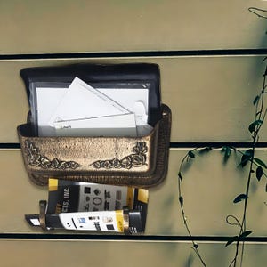 POST BOX wall mounted Mail Box with Flower Engravings - Aluminum Mailbox with Newspaper Hooks