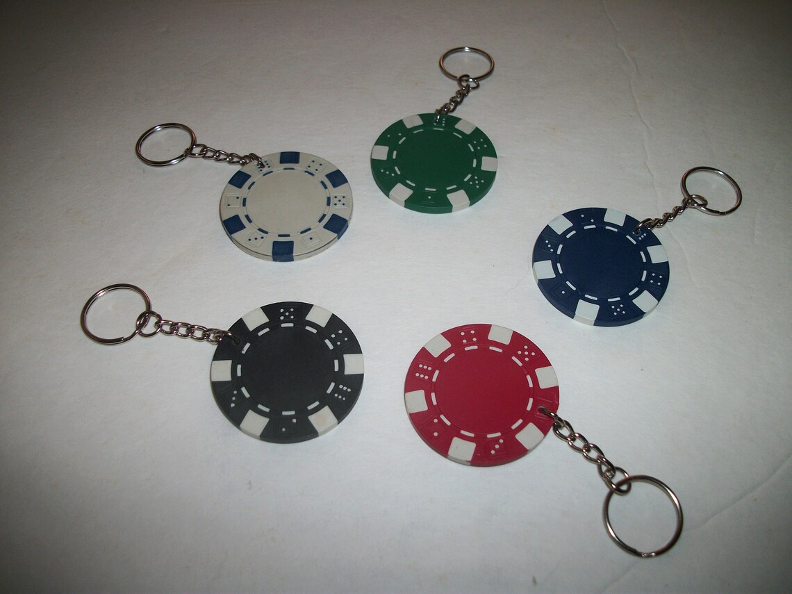 Poker Chip keychain. Available in black white blue red Etsy