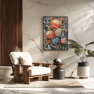 Banksia Botanical Art Printable Australian Native Flowers Digital Download Protea Wall Decor for Boho and Modern Interiors