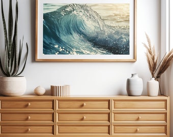 Ocean Wave Wall Art Print - Powerful Wave Photography Digital Download