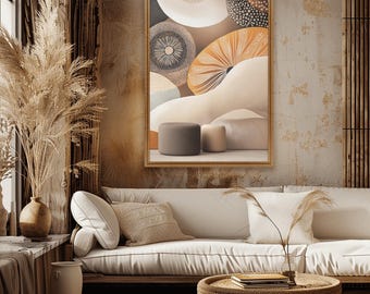 Aboriginal Inspired Abstract Art Print, Earth Tones Boho Decor (Digital Download)