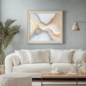 Arte de pared abstracto neutro, impresión artística moderna de mármol en tonos dorados y beige, descarga digital minimalista, impresión instantánea para una decoración acogedora del hogar