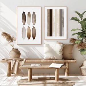 Neutral Abstract Art Beige and Brown Minimalist Abstract Wall Art Set Neutral Tones Modern Prints Contemporary Scandinavian Decor Set of 2