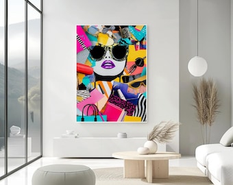 Impresión de mujer pop art audaz, decoración elegante para el hogar (descarga digital)