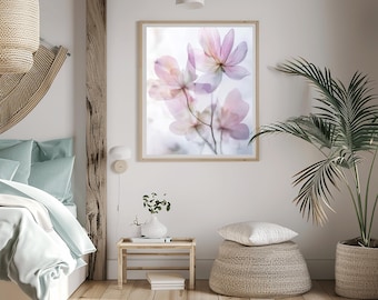 Soft Pink Floral Photography Print, Delicate Flower Wall Art (Digital Download)