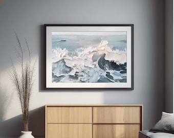 Abstract Ocean Waves Art Print, Coastal Seascape (Digital Download)