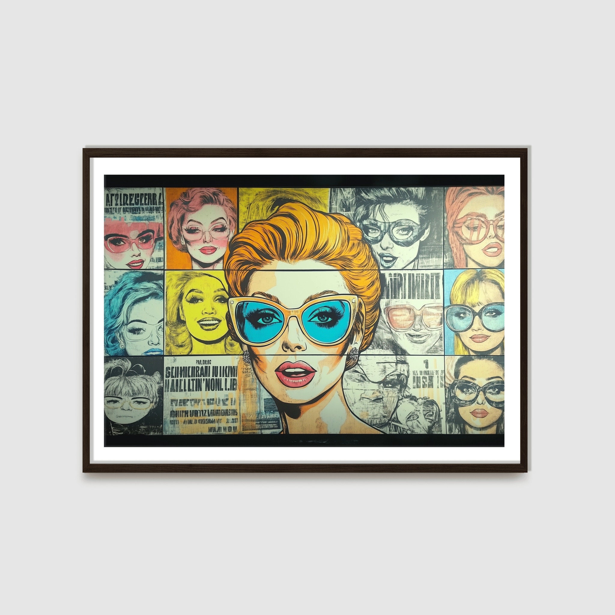 ポップアート 女性ポートレート 絵画 1960年代のヴィンテージポップアート女性ポートレートプリント