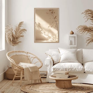 Minimalistische botanische Schatten-Digitaldruck-neutrale Wand-Kunst für modernes, skandinavisches oder Boho Wohndekor