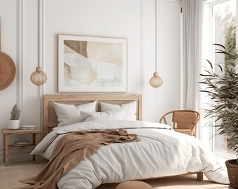 Impression abstraite minimaliste, tons beiges neutres, décoration d'intérieur moderne (téléchargement numérique)