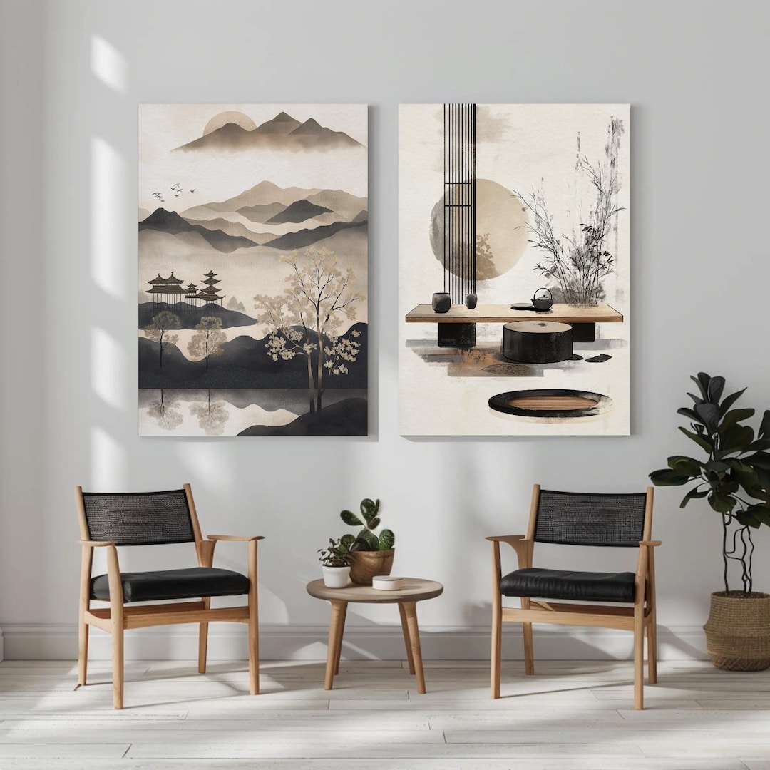 Japanese Landscape Art Prints, Zen Wall Decor Set (digital Download) - Etsy